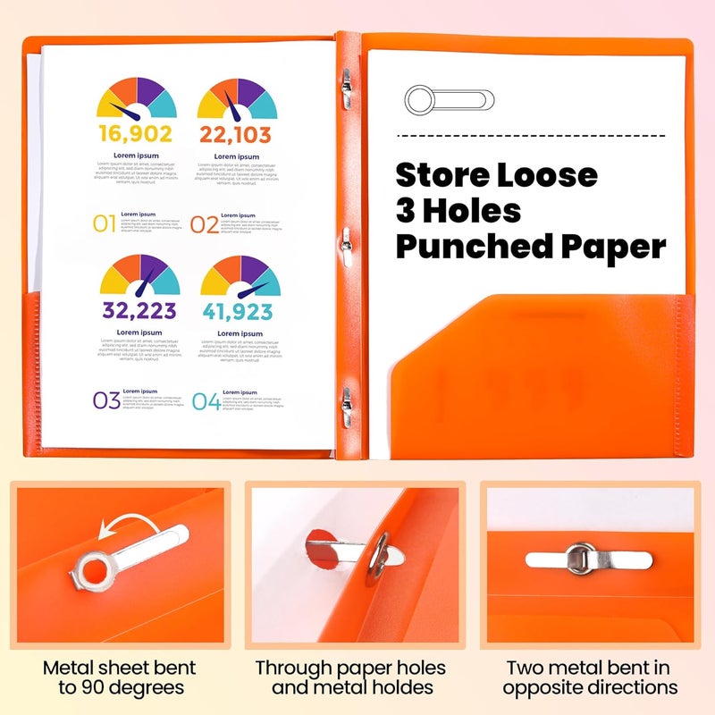 Gnl Plastic Folders with Pockets and Prong, Pack of 5, Colored Heavy Duty 2 Pocket File Folders Letter Size, Folders with Prongs for School, Home, and Office - Image 3